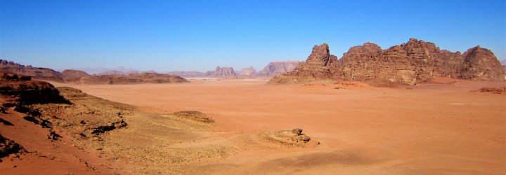A picture of the desert in Jordan, the primary location used by Bushmasters to teach people how to survive in the desert